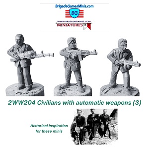 Civilians with Automatic Weapons (3) - BG-2WW204  - Unpainted 28mm metal Sculpted by Mark Evans 