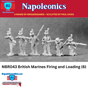 Napoleonic British Marines Firing and Loading (6) - BG-NBR043  6 firing and loading miniatures.  28mm metal unpainted Napoleonic figures.  Sculpted by Paul Hicks 
